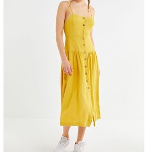 Urban Outfitters Linen Drop Waist Dress- Yellow